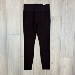 NWT Lou & Grey Loft Side Pocket Lite Ponte Knit High Rise Legging Burgundy Small
